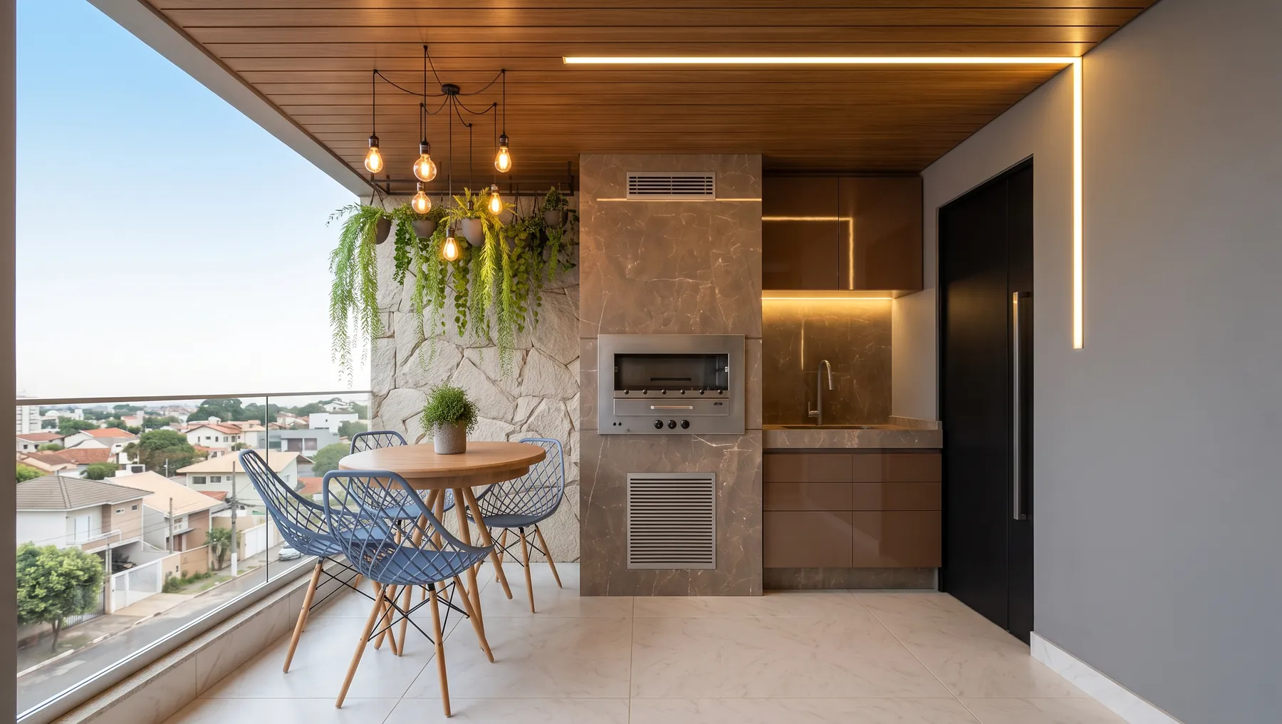 Área gourmet com vista para Nova Iguaçu